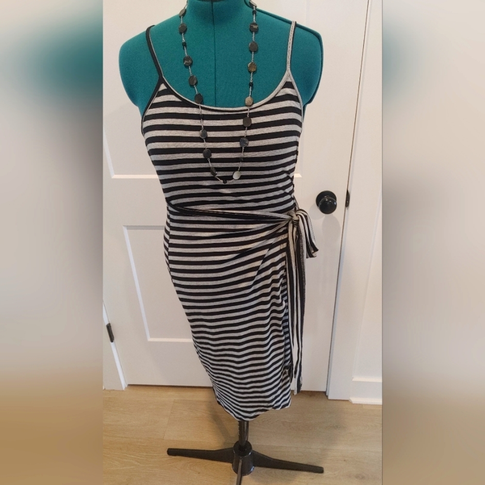 Gray and White wrap dress